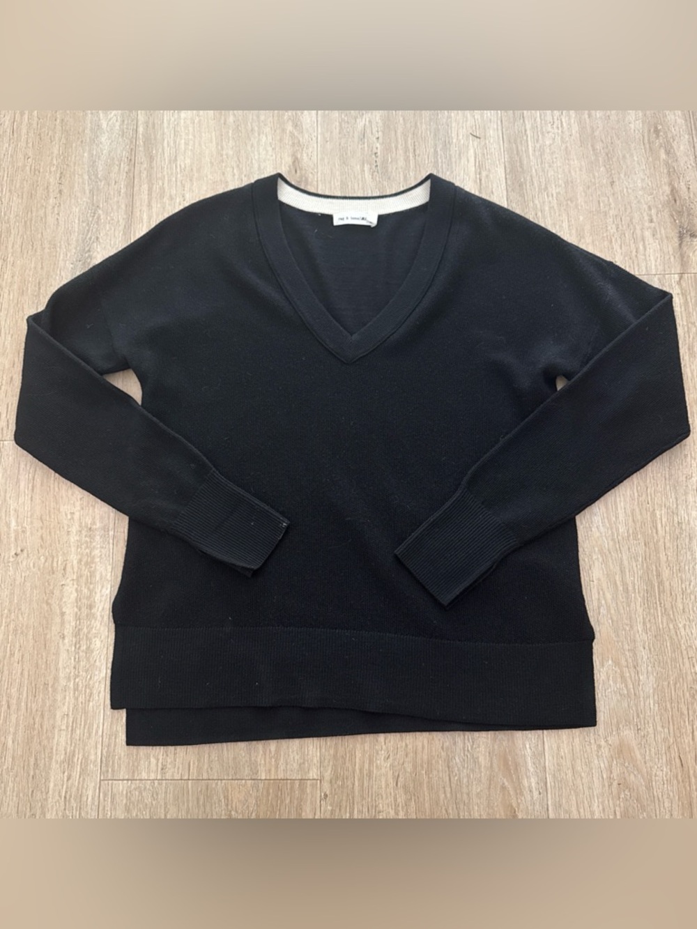 Rage & Bone Jean Black V-Neck Women's Sweater S/P